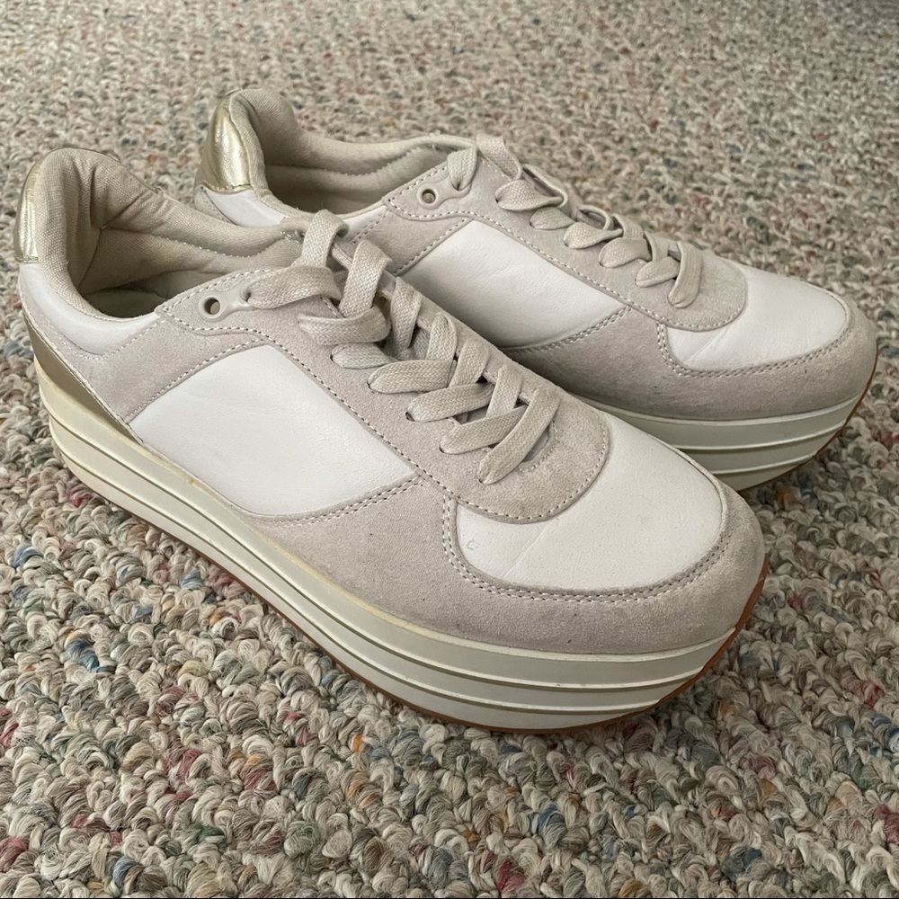 Zara basic white platform sneakers size 39